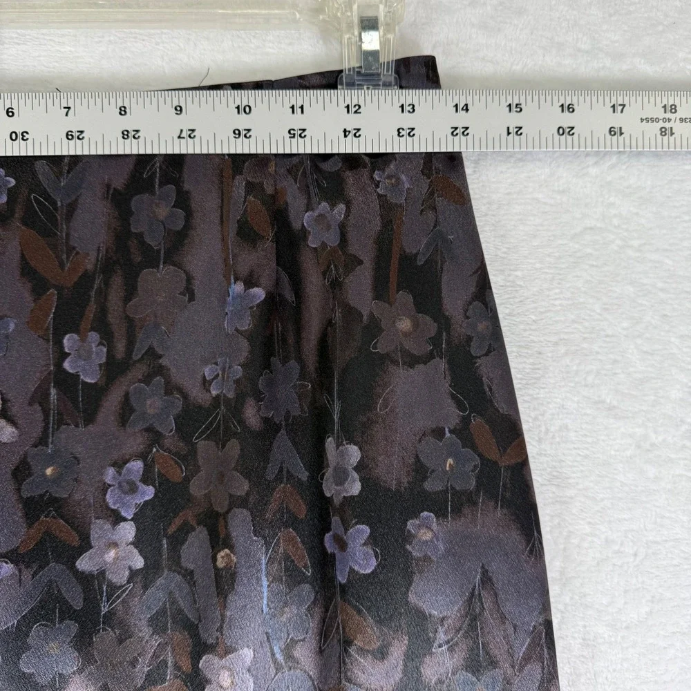 A. Byer California Vintage 90s Black Floral Satin‎ Maxi Skirt Side Slit Size 7